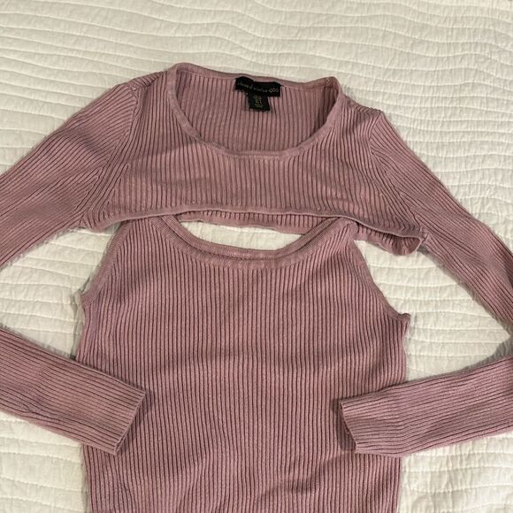 House of Harlow 1960 Two Piece Dress Shrug Set Sweater Truffle Pink S - Picture 7 of 11